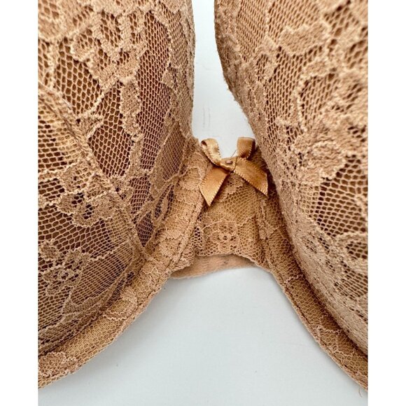 Victoria's Secret Demi Bra Taupe Beige Underwire Floral Lace Overlay Size 36DD - Picture 3 of 6